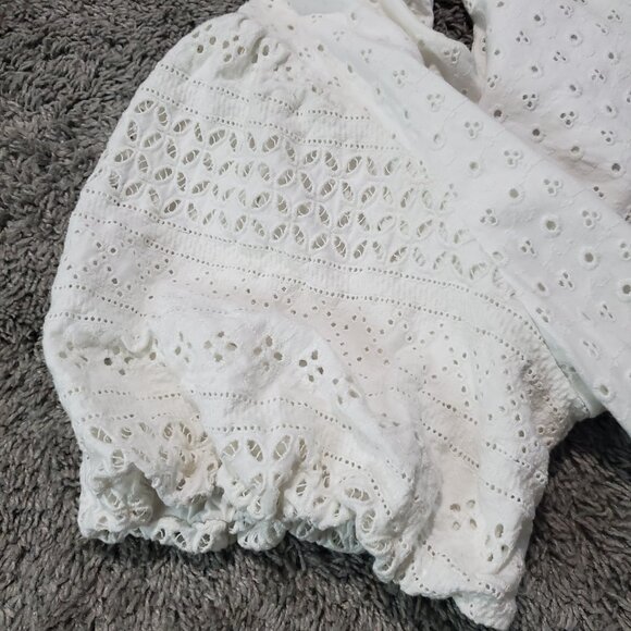 NWT Free People Apricot Rose Eyelet White Puff Sleeve Summer Dress - XL - Picture 8 of 9